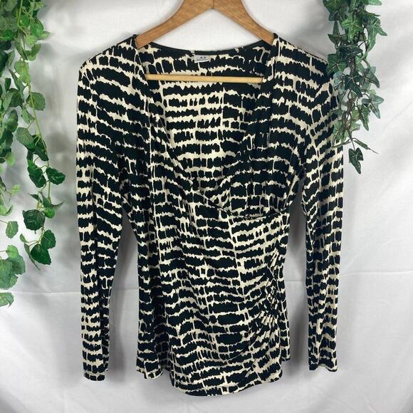 three dots wrap front animal print top S - Picture 1 of 4